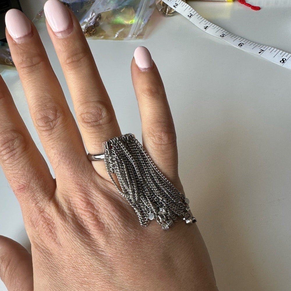 BCBG MaxAzria Silver Fringed Ring